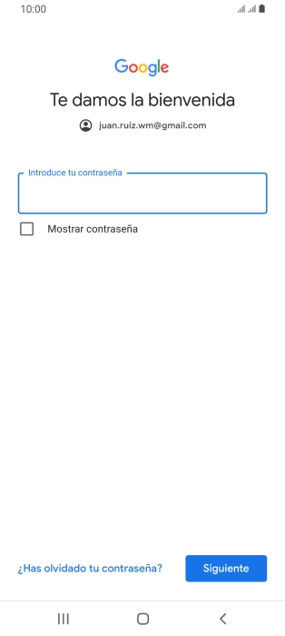 Pulsa Introduce tu contraseña e introduce la contraseña de tu cuenta de Google. Pulsa Introduce tu contraseña e introduce la contraseña de tu cuenta de Google.