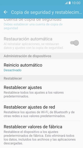 Pulsa Restablecer valores de fábrica. Pulsa Restablecer valores de fábrica.