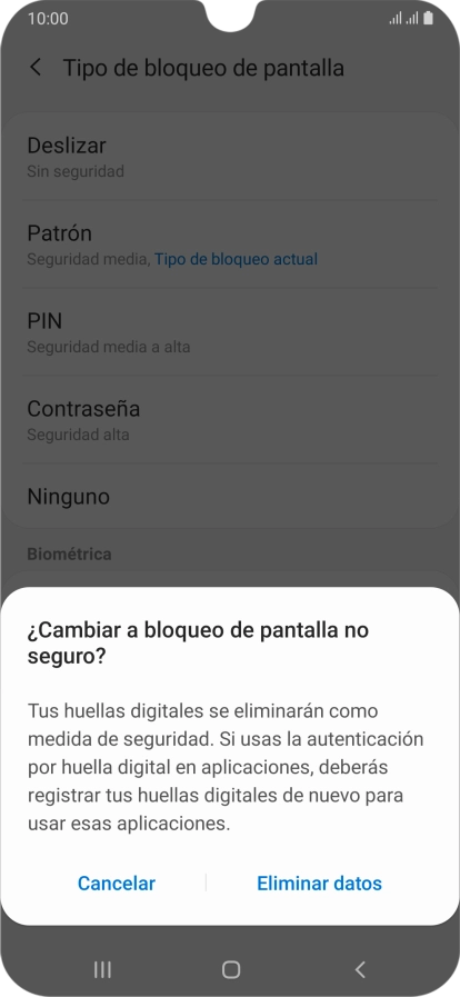 Pulsa Eliminar datos. Pulsa Eliminar datos.