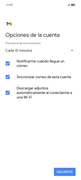 Si aparece en la pantalla esta imagen, tu cuenta de correo electrónico ha sido reconocida y configurada automáticamente. Sigue las indicaciones de la pantalla para introducir más información y terminar la configuración. Si aparece en la pantalla esta imagen, tu cuenta de correo electrónico ha sido reconocida y configurada automáticamente. Sigue las indicaciones de la pantalla para introducir más información y terminar la configuración.