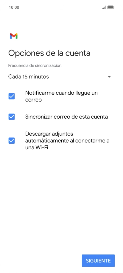 Si aparece en la pantalla esta imagen, tu cuenta de correo electrónico ha sido reconocida y configurada automáticamente. Sigue las indicaciones de la pantalla para introducir más información y terminar la configuración. Si aparece en la pantalla esta imagen, tu cuenta de correo electrónico ha sido reconocida y configurada automáticamente. Sigue las indicaciones de la pantalla para introducir más información y terminar la configuración.