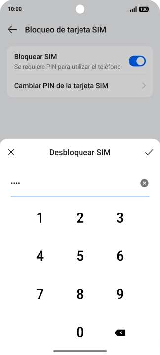 Introduce el código PIN y pulsa el icono de aceptar. Introduce el código PIN y pulsa el icono de aceptar.