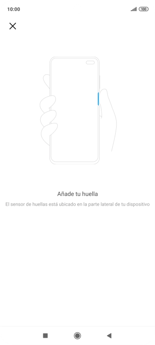 Sigue las indicaciones de la pantalla para crear una huella digital como código de seguridad. Sigue las indicaciones de la pantalla para crear una huella digital como código de seguridad.