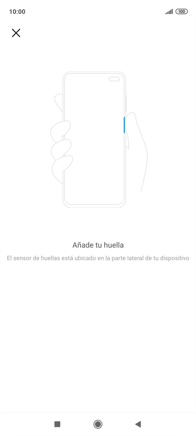 Sigue las indicaciones de la pantalla para crear una huella digital como código de seguridad. Sigue las indicaciones de la pantalla para crear una huella digital como código de seguridad.
