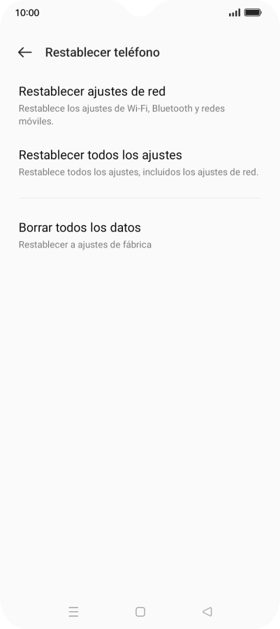 Pulsa Borrar todos los datos.
