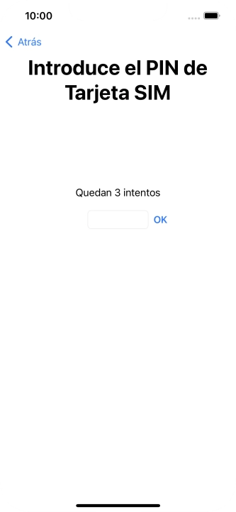 Si es necesario desbloquear la tarjeta SIM, introduce el código PIN y pulsa OK.