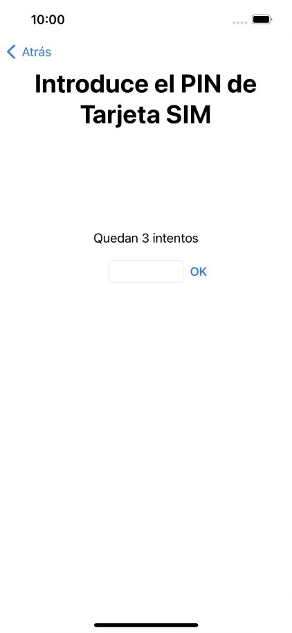 Si es necesario desbloquear la tarjeta SIM, introduce el código PIN y pulsa OK.