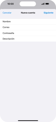 Pulsa Descripción e introduce el nombre de la cuenta de correo electrónico. Pulsa Descripción e introduce el nombre de la cuenta de correo electrónico.