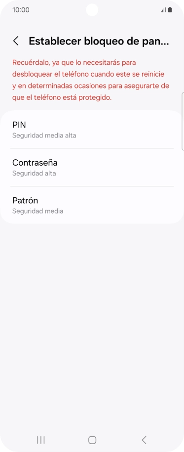 Pulsa el código de seguridad deseado y sigue las indicaciones de la pantalla para crear un código de seguridad del teléfono adicional. Pulsa el código de seguridad deseado y sigue las indicaciones de la pantalla para crear un código de seguridad del teléfono adicional.