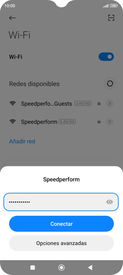 Introduce la contraseña de la red wifi y pulsa Conectar. Introduce la contraseña de la red wifi y pulsa Conectar.