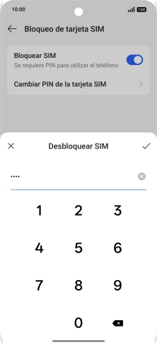 Introduce el código PIN y pulsa el icono de aceptar. Introduce el código PIN y pulsa el icono de aceptar.