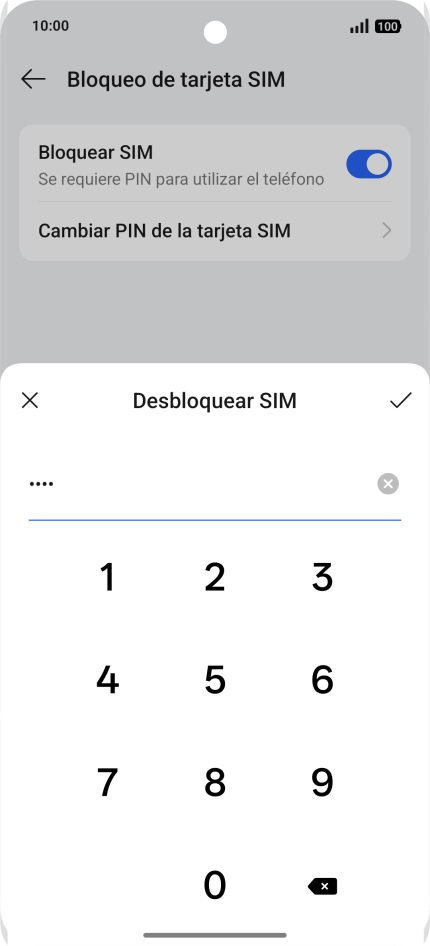Introduce el código PIN y pulsa el icono de aceptar. Introduce el código PIN y pulsa el icono de aceptar.