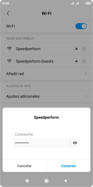 Introduce la contraseña de la red wifi y pulsa Conectar. Introduce la contraseña de la red wifi y pulsa Conectar.
