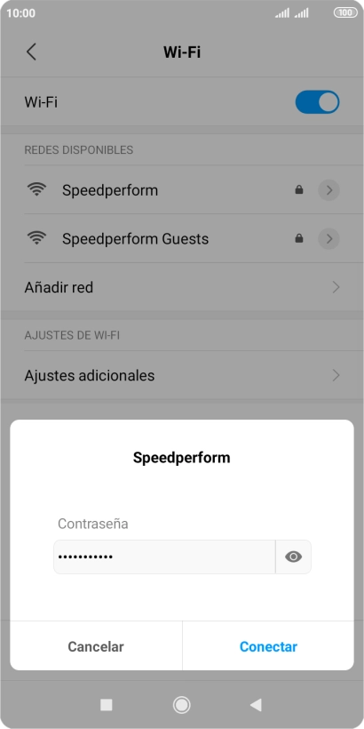 Introduce la contraseña de la red wifi y pulsa Conectar. Introduce la contraseña de la red wifi y pulsa Conectar.