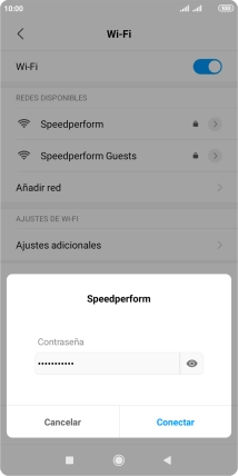 Introduce la contraseña de la red wifi y pulsa Conectar. Introduce la contraseña de la red wifi y pulsa Conectar.