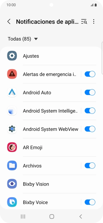 Pulsa el indicador junto a las apps deseadas para activar o desactivar la función. Pulsa el indicador junto a las apps deseadas para activar o desactivar la función.