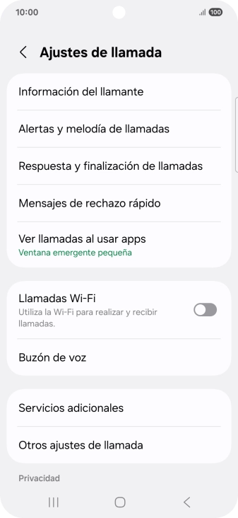 Pulsa Servicios adicionales. Pulsa Servicios adicionales.