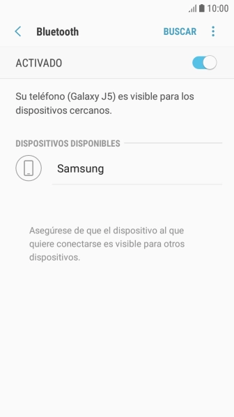 Pulsa el dispositivo Bluetooth deseado y sigue las indicaciones de la pantalla para vincular el dispositivo al teléfono. Pulsa el dispositivo Bluetooth deseado y sigue las indicaciones de la pantalla para vincular el dispositivo al teléfono.