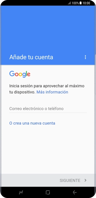 Si no tienes una cuenta de Google, pulsa O crea una nueva cuenta y sigue las indicaciones de la pantalla para ver cómo crear una cuenta nueva. Si no tienes una cuenta de Google, pulsa O crea una nueva cuenta y sigue las indicaciones de la pantalla para ver cómo crear una cuenta nueva.
