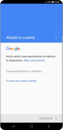 Si no tienes una cuenta de Google, pulsa O crea una nueva cuenta y sigue las indicaciones de la pantalla para ver cómo crear una cuenta nueva. Si no tienes una cuenta de Google, pulsa O crea una nueva cuenta y sigue las indicaciones de la pantalla para ver cómo crear una cuenta nueva.