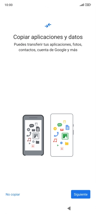 Pulsa No copiar y sigue las indicaciones de la pantalla para finalizar la activación del teléfono.