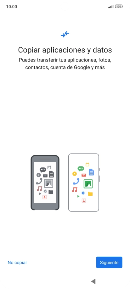 Pulsa No copiar y sigue las indicaciones de la pantalla para finalizar la activación del teléfono.
