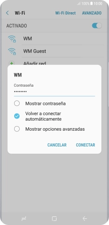 Introduce la contraseña de la red wifi y pulsa CONECTAR.