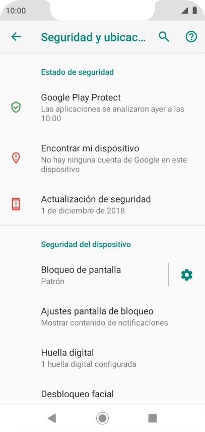 Pulsa Bloqueo de pantalla e introduce el código de seguridad actual. Pulsa Bloqueo de pantalla e introduce el código de seguridad actual.
