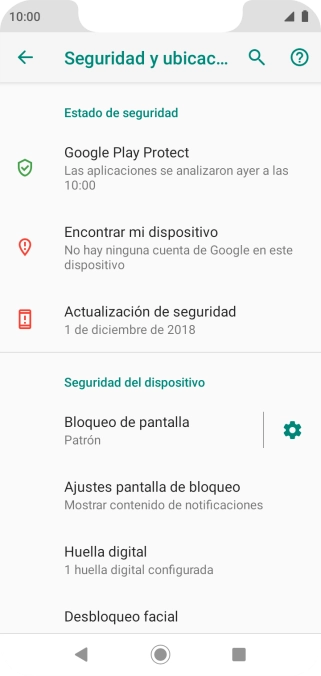 Pulsa Bloqueo de pantalla e introduce el código de seguridad actual. Pulsa Bloqueo de pantalla e introduce el código de seguridad actual.