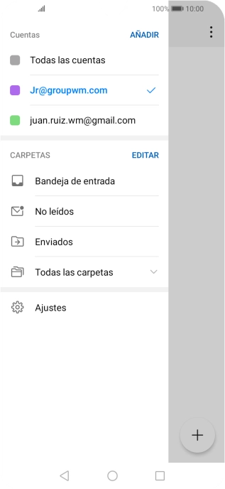 Pulsa la cuenta de correo electrónico deseada. Pulsa la cuenta de correo electrónico deseada.