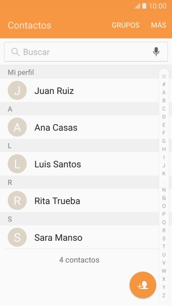 Pulsa el icono de nuevo contacto. Pulsa el icono de nuevo contacto.