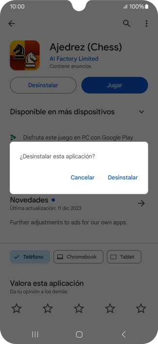 Pulsa Desinstalar.