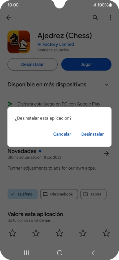 Pulsa Desinstalar.