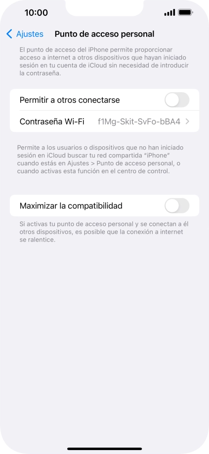Pulsa Contraseña Wi-Fi e introduce una contraseña.