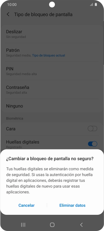 Pulsa Eliminar datos. Pulsa Eliminar datos.