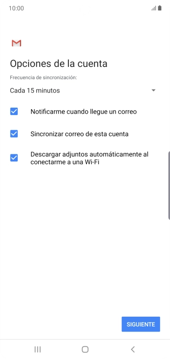 Si aparece en la pantalla esta imagen, tu cuenta de correo electrónico ha sido reconocida y configurada automáticamente. Sigue las indicaciones de la pantalla para introducir más información y terminar la configuración.
