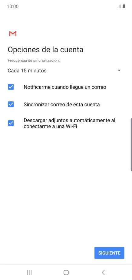 Si aparece en la pantalla esta imagen, tu cuenta de correo electrónico ha sido reconocida y configurada automáticamente. Sigue las indicaciones de la pantalla para introducir más información y terminar la configuración.