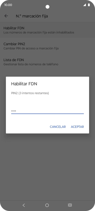 Introduce el código PIN2 y pulsa ACEPTAR. Introduce el código PIN2 y pulsa ACEPTAR.