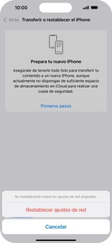 Pulsa Restablecer ajustes de red. Pulsa Restablecer ajustes de red.