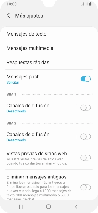 Pulsa Mensajes de texto. Pulsa Mensajes de texto.