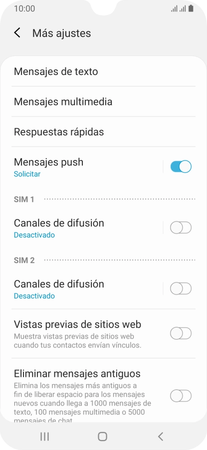 Pulsa Mensajes de texto. Pulsa Mensajes de texto.
