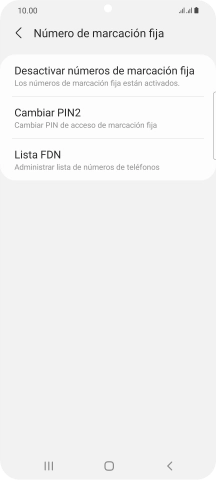 Pulsa Desactivar números de marcación fija.