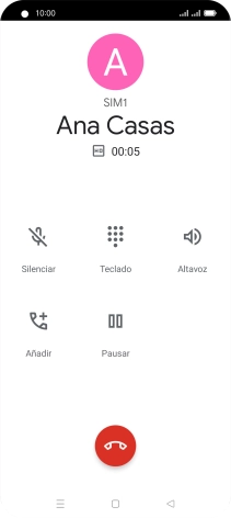 Pulsa el icono de finalizar llamada. Pulsa el icono de finalizar llamada.