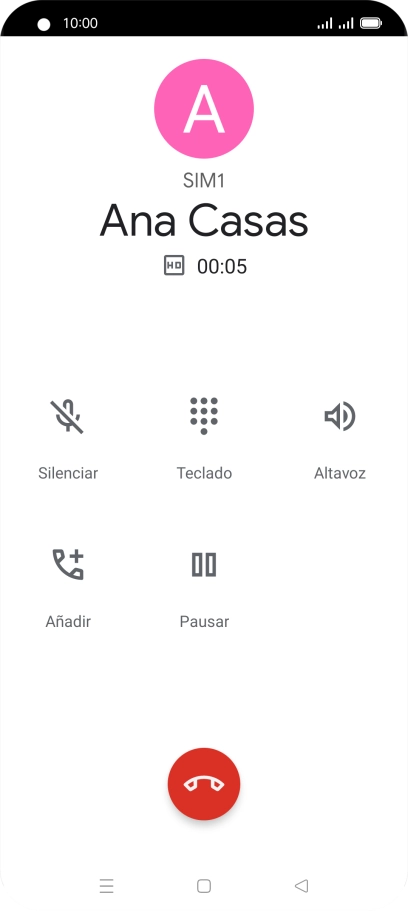 Pulsa el icono de finalizar llamada. Pulsa el icono de finalizar llamada.