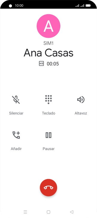 Pulsa el icono de finalizar llamada. Pulsa el icono de finalizar llamada.