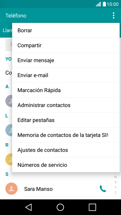 Pulsa Administrar contactos. Pulsa Administrar contactos.