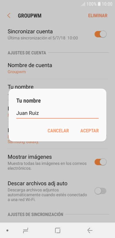 Introduce el nombre deseado y pulsa ACEPTAR. Introduce el nombre deseado y pulsa ACEPTAR.
