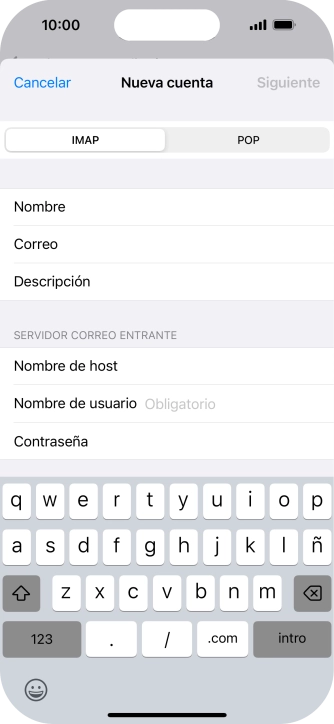 Pulsa Nombre de usuario e introduce el nombre de usuario de tu cuenta de correo electrónico. Pulsa Nombre de usuario e introduce el nombre de usuario de tu cuenta de correo electrónico.