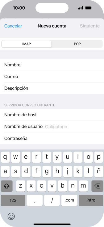 Pulsa Nombre de usuario e introduce el nombre de usuario de tu cuenta de correo electrónico. Pulsa Nombre de usuario e introduce el nombre de usuario de tu cuenta de correo electrónico.