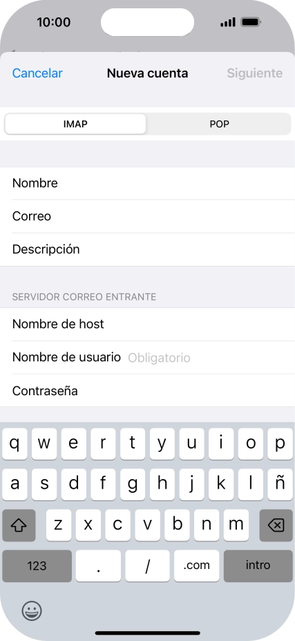 Pulsa Nombre de usuario e introduce el nombre de usuario de tu cuenta de correo electrónico. Pulsa Nombre de usuario e introduce el nombre de usuario de tu cuenta de correo electrónico.